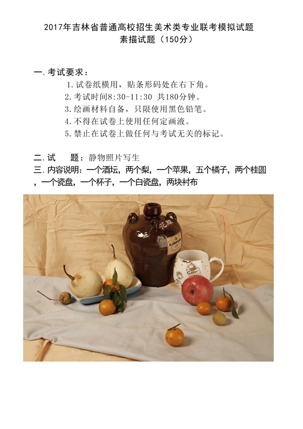 2017年全國(guó)各省市美術(shù)聯(lián)考【素描】模擬考試考題匯總