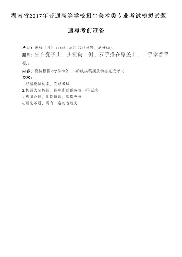 2017年全國(guó)各省市美術(shù)聯(lián)考【速寫(xiě)】模擬考試考題匯總