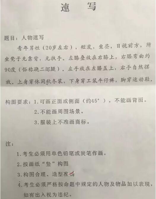 2018年吉林美術(shù)聯(lián)考速寫(xiě)考題