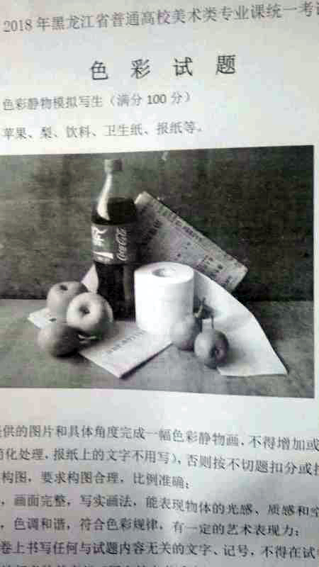2019年黑龍江省美術(shù)聯(lián)考素描速寫色彩考試題目
