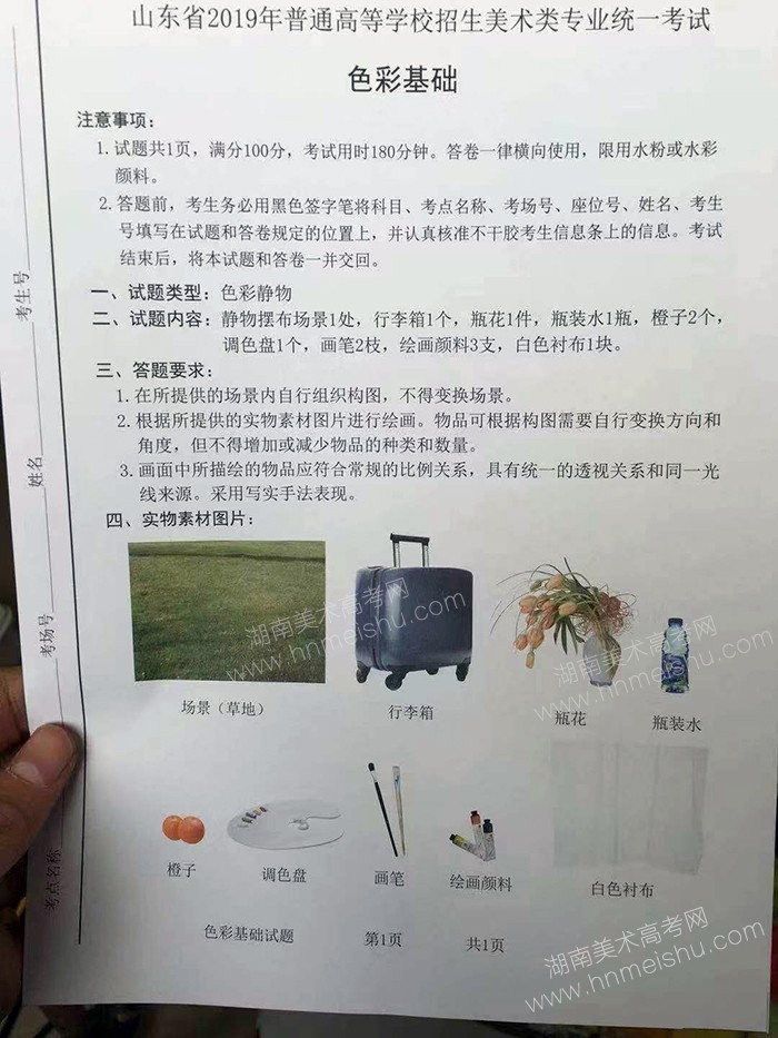 2019年山東省美術(shù)聯(lián)考素描速寫色彩聯(lián)考試題大全