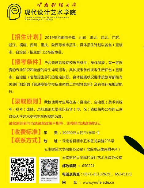 云南財(cái)經(jīng)大學(xué)2019年藝術(shù)類招生簡(jiǎn)章