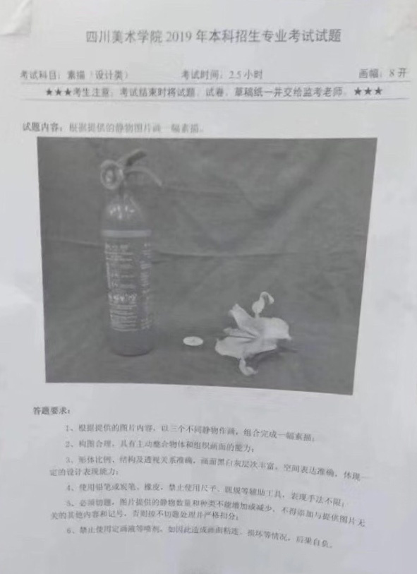 四川美術(shù)學(xué)院2019年設(shè)計(jì)類?？伎碱}