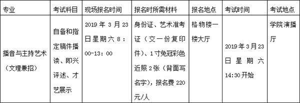 廣西民族大學(xué)相思湖學(xué)院2019年廣東省播音與主持藝術(shù)校考簡章