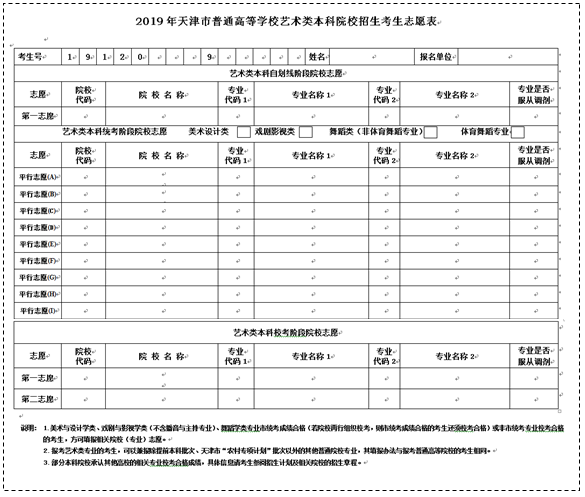 2019年天津藝術(shù)類批次志愿設(shè)置 2019年天津藝術(shù)類批次志愿設(shè)置