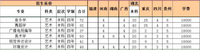 湖北民族大學(xué)科技學(xué)院2019年藝術(shù)類招生計(jì)劃