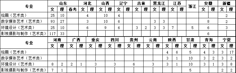 青島黃海學(xué)院2019年藝術(shù)類專業(yè)招生計劃