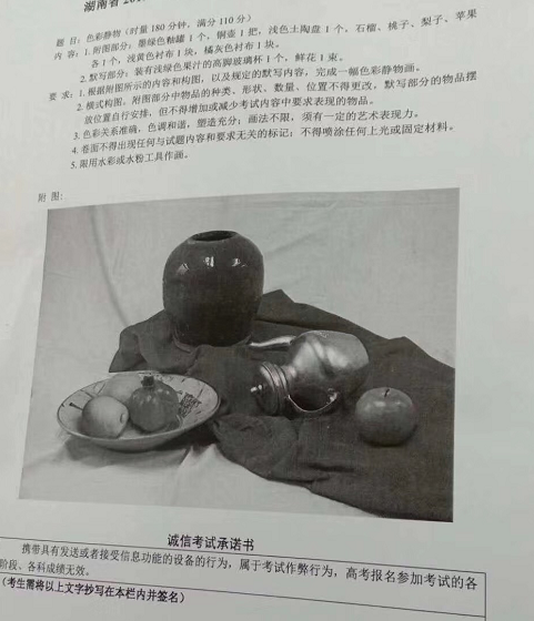 2019年湖南美術(shù)聯(lián)考色彩考題