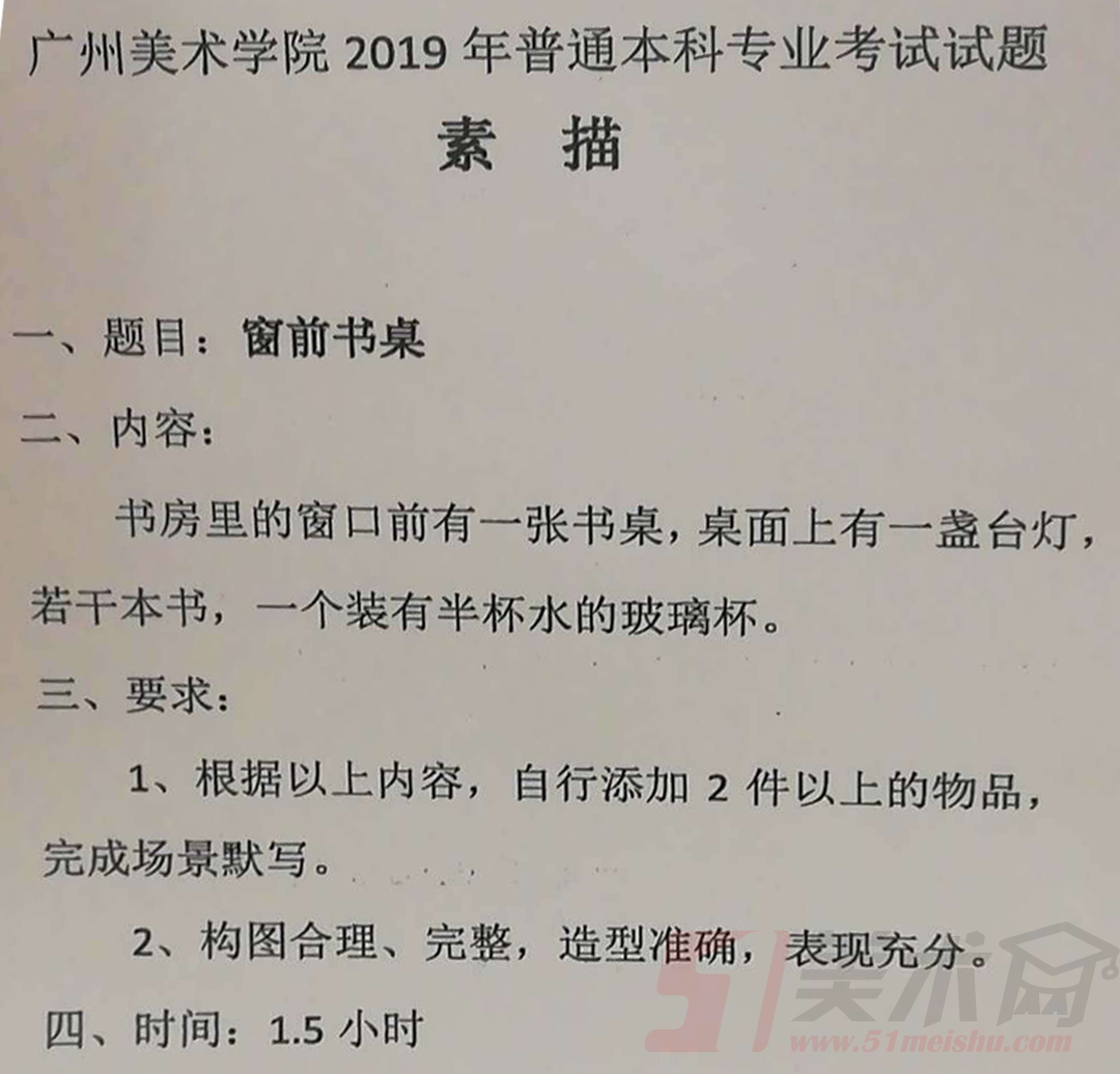 廣州美術(shù)學(xué)院2019年設(shè)計類?？伎碱}省外