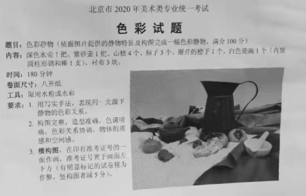 2020年北京美術(shù)聯(lián)考考題匯總