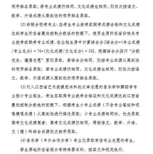 贛南師范大學(xué)2020年藝術(shù)類(lèi)專(zhuān)業(yè)錄取規(guī)則