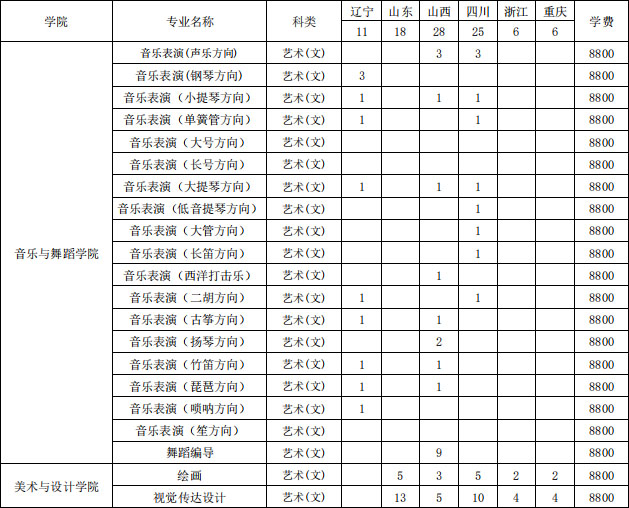 海南大學2020年藝術(shù)類本科專業(yè)招生計劃