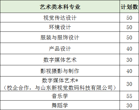 山東女子學(xué)院2020年山東省藝術(shù)類本科專業(yè)招生計劃