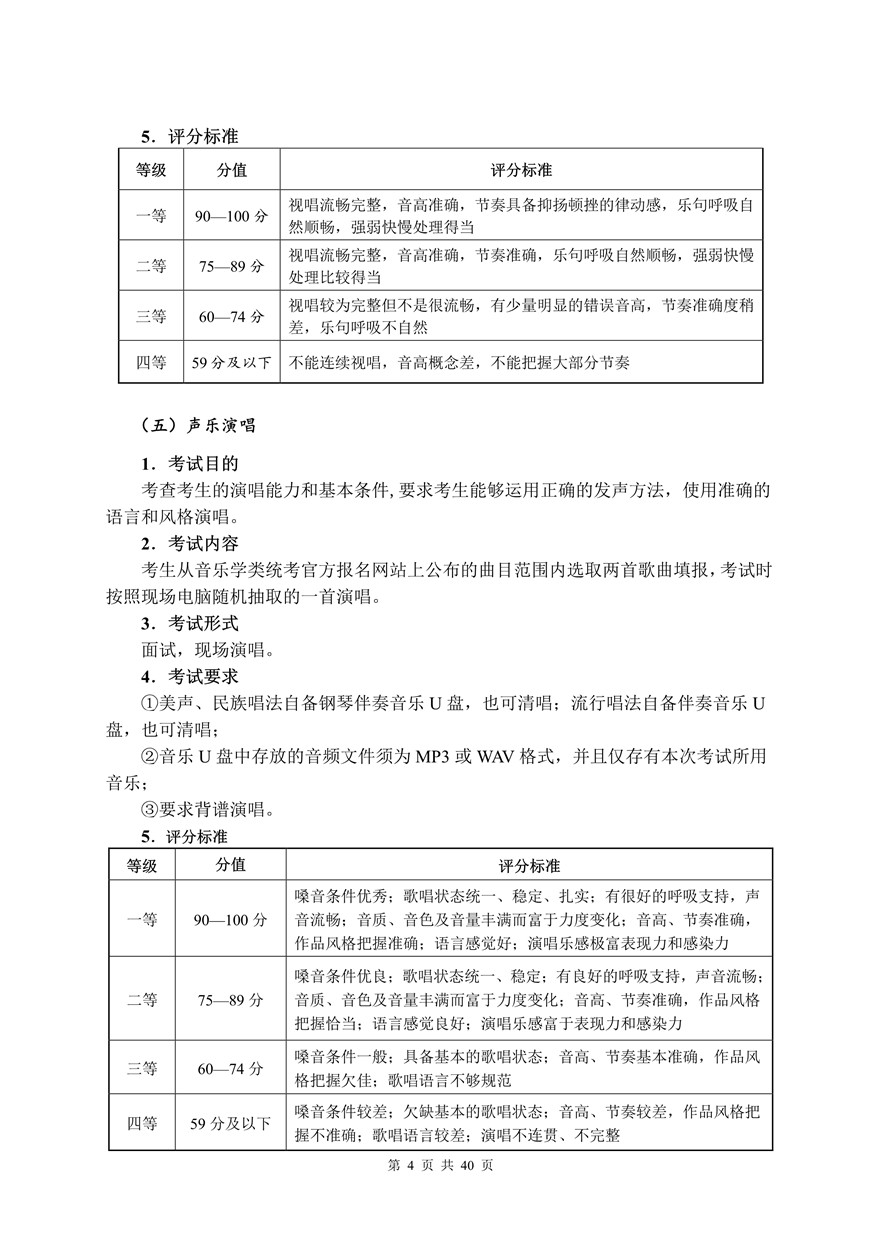 2021年湖北省音樂學(xué)類統(tǒng)考考試大綱
