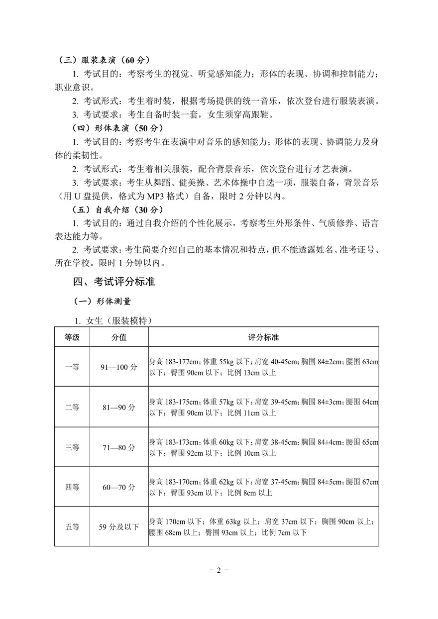2021年湖北省服裝表演專業(yè)統(tǒng)考考試大綱