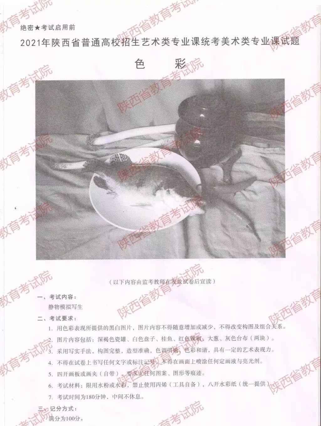 2021年陜西美術(shù)聯(lián)考色彩考題
